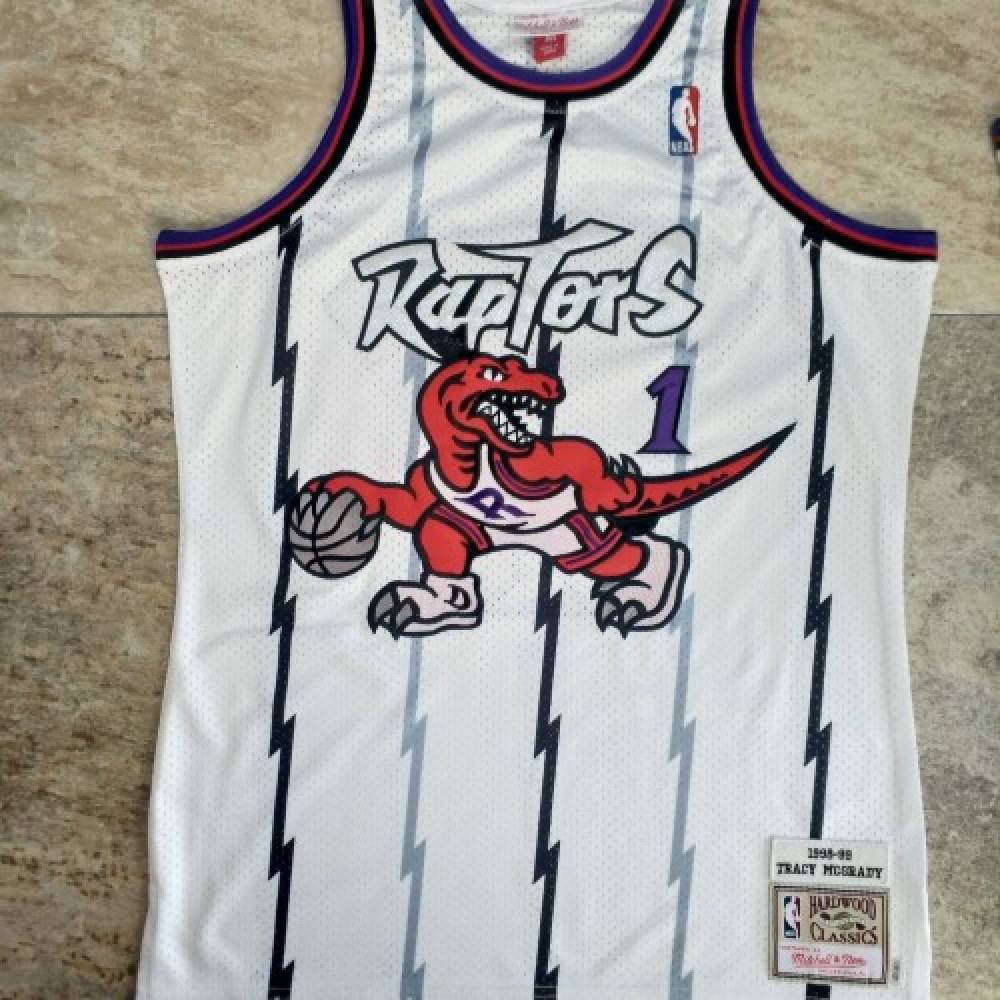 Men's Toronto Raptors Tracy McGrady #1 White 1998-99 Hardwood Classics Swingman Jersey-Pro Kit Vault | Brand New 26/27 Sports Jerseys